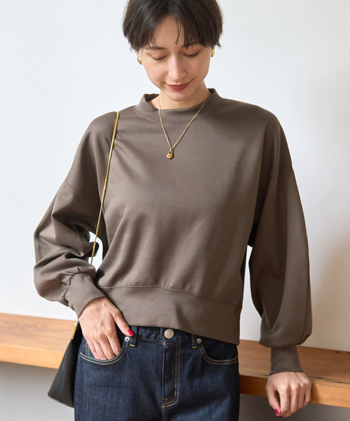 Rouge vif Anna(ルージュヴィフアンナ)の「【2025AW新色登場】ダンボールショートスウェット(スウェット・レディース・ベージュ/ネイビー/モカ・フリー)」の2枚目の写真