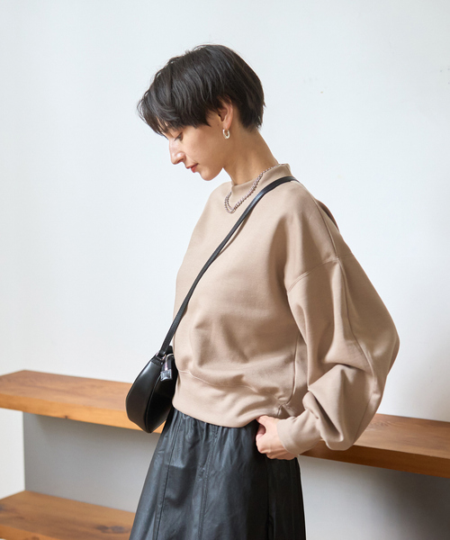 Rouge vif Anna(ルージュヴィフアンナ)の「【2025AW新色登場】ダンボールショートスウェット(スウェット・レディース・ベージュ/ネイビー/モカ・フリー)」の11枚目の写真