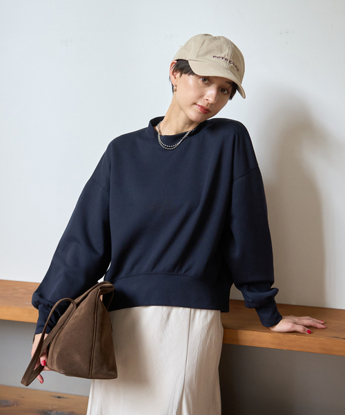 Rouge vif Anna(ルージュヴィフアンナ)の「【2025AW新色登場】ダンボールショートスウェット(スウェット・レディース・ベージュ/ネイビー/モカ・フリー)」の19枚目の写真