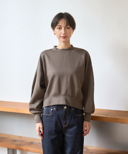 Rouge vif Anna(ルージュヴィフアンナ)の「【2025AW新色登場】ダンボールショートスウェット(スウェット・レディース・ベージュ/ネイビー/モカ・フリー)」の4枚目の写真