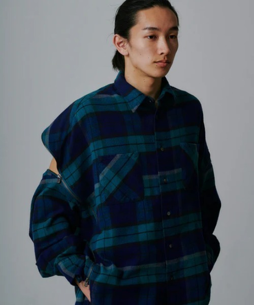 FACETASM（ファセッタズム）の「FACETASM/ファセッタズム/CHECK ZIPPER SHIRT（シャツ/ブラウス・メンズ・ブルー/ネイビー・3/4）」の2枚目の写真