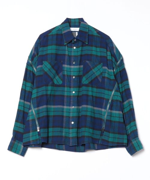FACETASM（ファセッタズム）の「FACETASM/ファセッタズム/CHECK ZIPPER SHIRT（シャツ/ブラウス・メンズ・ブルー/ネイビー・3/4）」の7枚目の写真