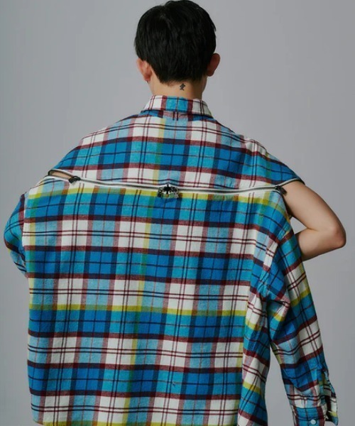 FACETASM（ファセッタズム）の「FACETASM/ファセッタズム/CHECK ZIPPER SHIRT（シャツ/ブラウス・メンズ・ブルー/ネイビー・3/4）」の3枚目の写真