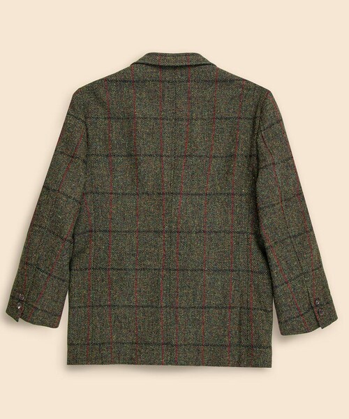 ハリスツイード チェック 段返り3釦サックジャケット Traditional