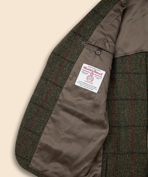 BROOKS BROTHERS(ブルックスブラザーズ)の「ハリスツイード チェック 段返り3釦サックジャケット Traditional(テーラードジャケット・メンズ・グリーン・38SHT/39SHT/40SHT)」の4枚目の写真