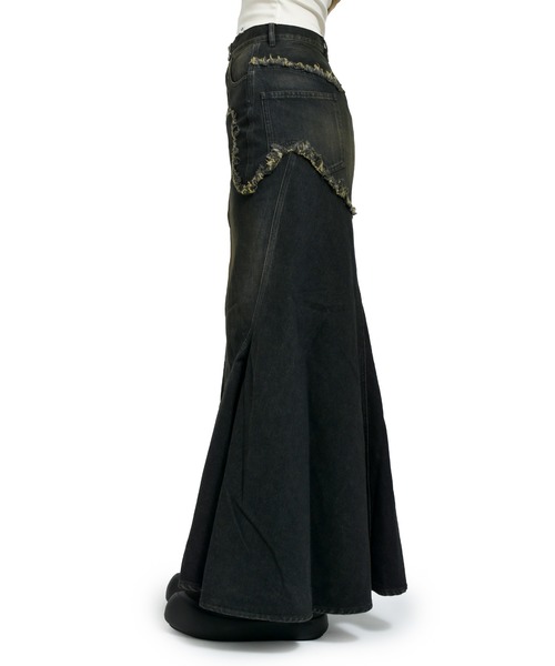 VIVAMUS DAMAGE DENIM MAXI SKIRT デニムスカート セール】DAMAGE DENIM MAXI SKIRT（スカート）｜VIVAMUS（ヴィヴァムス