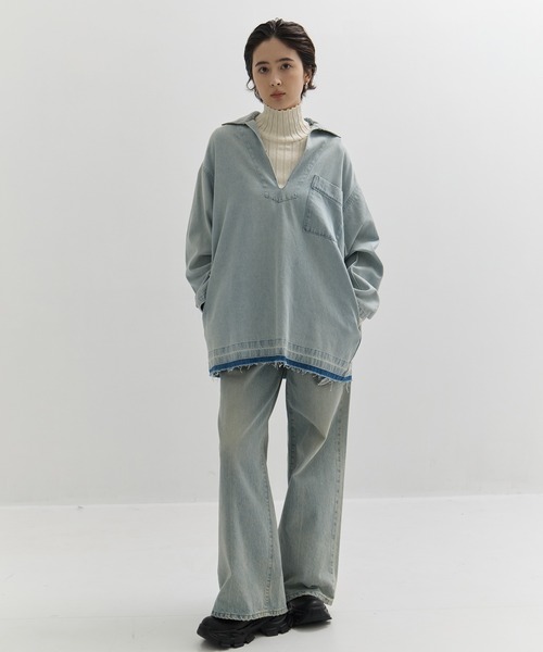 CLANE/クラネ】DENIM OVER SKIPPER SHIRTS/デニムオーバースキッパー