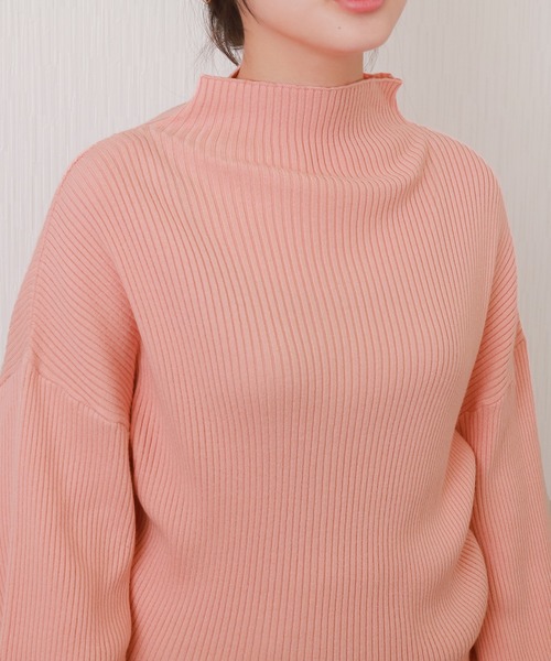 libelle more（リベル モア）の「【洗濯機で洗える】バルーン袖ボトルネックリブニットプルオーバー（ニット/セーター・レディース・レッド/ピンク/オフホワイト/杢グレー/ブラック・M/L）」の19枚目の写真