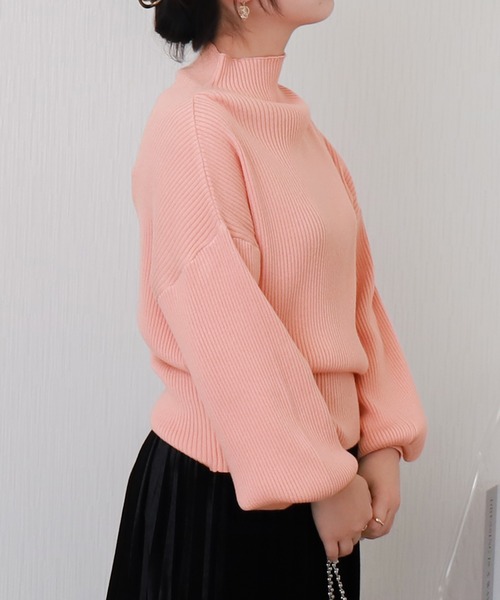 libelle more（リベル モア）の「【洗濯機で洗える】バルーン袖ボトルネックリブニットプルオーバー（ニット/セーター・レディース・レッド/ピンク/オフホワイト/杢グレー/ブラック・M/L）」の17枚目の写真