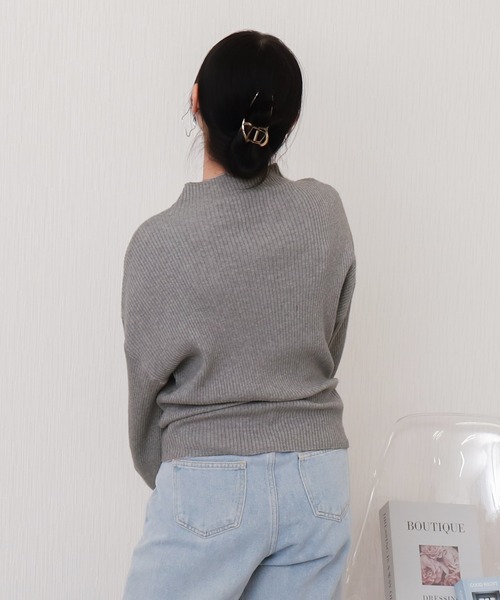 libelle more（リベル モア）の「【洗濯機で洗える】バルーン袖ボトルネックリブニットプルオーバー（ニット/セーター・レディース・レッド/ピンク/オフホワイト/杢グレー/ブラック・M/L）」の7枚目の写真