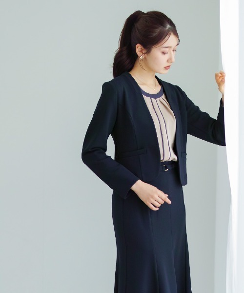 WHITE JOOLA（ホワイトジョーラ）の「【 洗える・接触冷感 】とろみデシン・配色パイピングブラウス（シャツ/ブラウス・レディース・オフホワイト/グレイッシュブルー/ベージュ・S/M/L）」の13枚目の写真