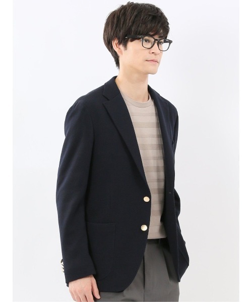 m.f.editorial（エムエフエディトリアル）の「【表地ストレッチ】m.f.エディトリアル メンズ サーマルニット ブレザージャケット（テーラードジャケット・メンズ・ネイビー・X-LARGE/LARGE/MEDIUM）」の12枚目の写真