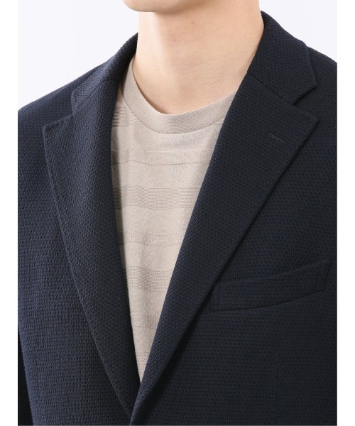 m.f.editorial（エムエフエディトリアル）の「【表地ストレッチ】m.f.エディトリアル メンズ サーマルニット ブレザージャケット（テーラードジャケット・メンズ・ネイビー・X-LARGE/LARGE/MEDIUM）」の6枚目の写真