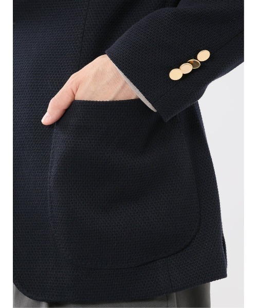 m.f.editorial（エムエフエディトリアル）の「【表地ストレッチ】m.f.エディトリアル メンズ サーマルニット ブレザージャケット（テーラードジャケット・メンズ・ネイビー・X-LARGE/LARGE/MEDIUM）」の5枚目の写真