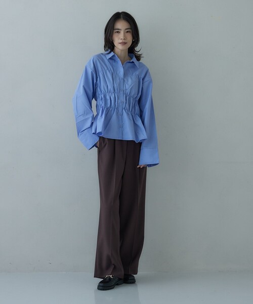 GALLEST（ギャレスト）の「ブロードシャーリングシャツ（シャツ/ブラウス・レディース・ライトブルー/ホワイト/チャコールグレー・38）」の4枚目の写真