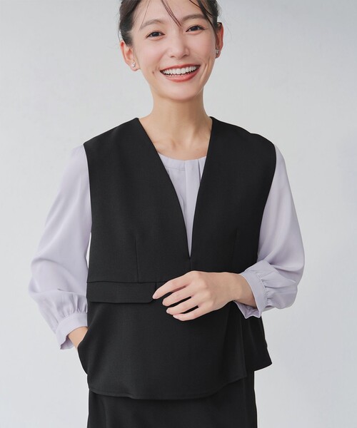 Tiaclasse(ティアクラッセ)の「ペプラムジャンスカワンピース(ワンピース・レディース・ブラック/ベージュ・XXL/XL)」の19枚目の写真