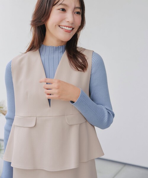 Tiaclasse(ティアクラッセ)の「ペプラムジャンスカワンピース(ワンピース・レディース・ブラック/ベージュ・XXL/XL)」の21枚目の写真