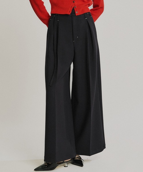 ダブルクロスボックスプリーツパンツ＊セットアップ可能＊（スラックス