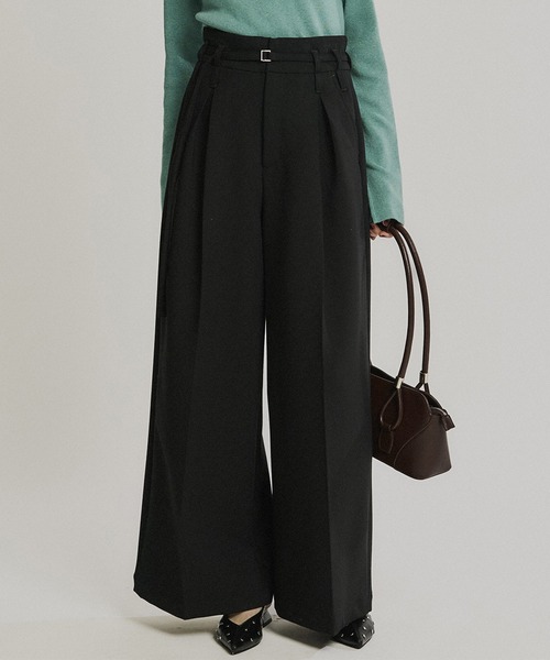 ダブルクロスボックスプリーツパンツ＊セットアップ可能＊（スラックス