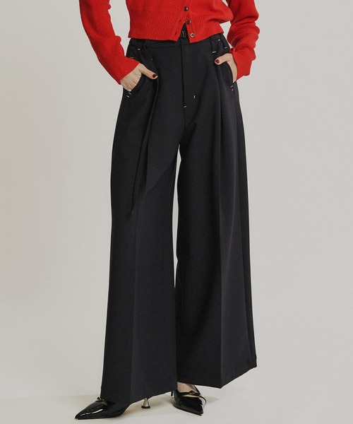 ダブルクロスボックスプリーツパンツ＊セットアップ可能＊（スラックス