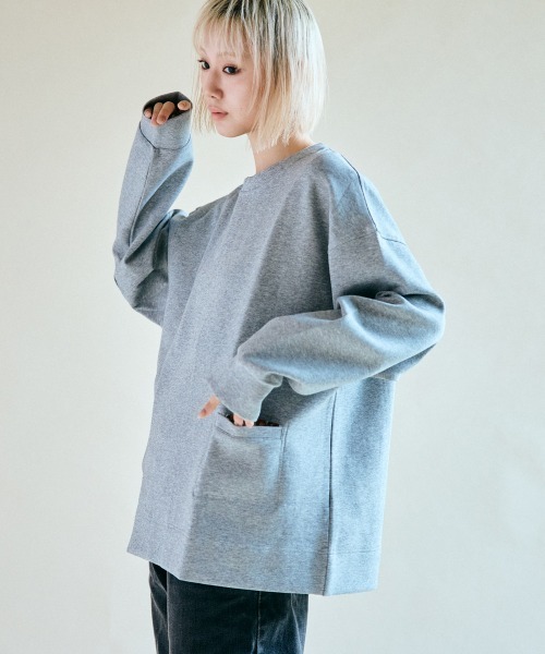 rehacer（レアセル）の「rehacer : Change Step Wide CS  / チェンジステップ ワイド カットソー（スウェット・レディース・ブラック/グレー/ライム/ブルー・SMALL）」の7枚目の写真