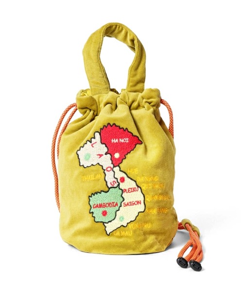 HOUSTON ヒューストン TIGER MAP EMB VELVETEEN EFFECT BAG 虎 地図 福