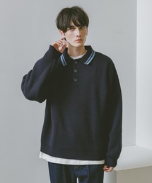 RAGEBLUE（レイジブルー）の「LINE DESIGN KNIT POLO / リラックスフィット/ラインニットポロ（ニット/セーター）」