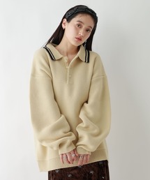LINE DESIGN KNIT POLO / リラックスフィット/ラインニットポロ