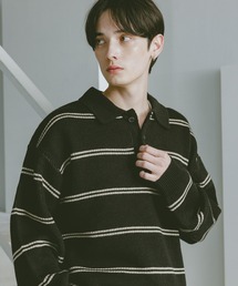 RAGEBLUE | LINE DESIGN KNIT POLO / リラックスフィット/ラインニットポロ(ニット/セーター)