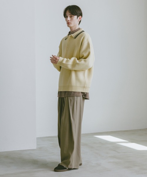 RAGEBLUE(レイジブルー)の「LINE DESIGN KNIT POLO / リラックスフィット/ラインニットポロ(ニット/セーター・メンズ・ブラック/ホワイト/ブラウン/ネイビー/ブルー系その他・MEDIUM/LARGE)」の7枚目の写真