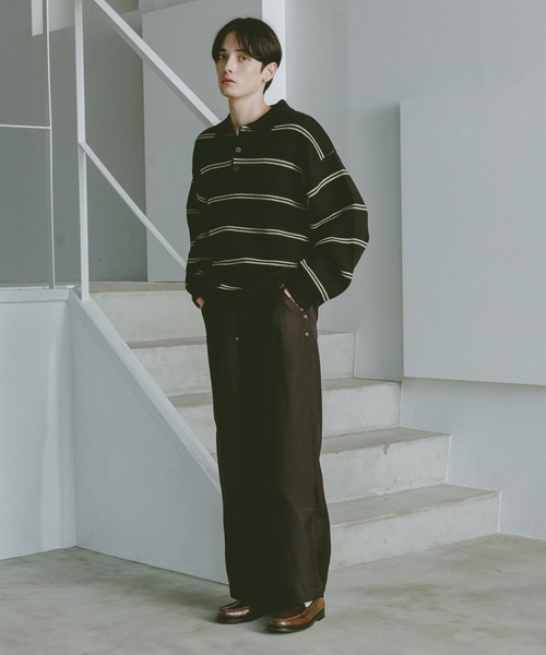 RAGEBLUE(レイジブルー)の「LINE DESIGN KNIT POLO / リラックスフィット/ラインニットポロ(ニット/セーター・メンズ・ブラック/ホワイト/ブラウン/ネイビー/ブルー系その他・MEDIUM/LARGE)」の14枚目の写真