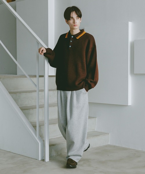 RAGEBLUE(レイジブルー)の「LINE DESIGN KNIT POLO / リラックスフィット/ラインニットポロ(ニット/セーター・メンズ・ブラック/ホワイト/ブラウン/ネイビー/ブルー系その他・MEDIUM/LARGE)」の18枚目の写真