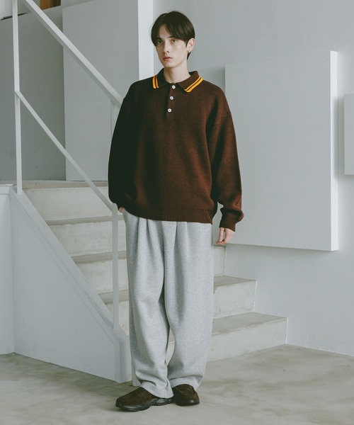 RAGEBLUE(レイジブルー)の「LINE DESIGN KNIT POLO / リラックスフィット/ラインニットポロ(ニット/セーター・メンズ・ブラック/ホワイト/ブラウン/ネイビー/ブルー系その他・MEDIUM/LARGE)」の19枚目の写真