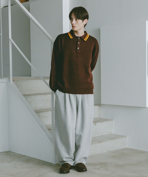 RAGEBLUE(レイジブルー)の「LINE DESIGN KNIT POLO / リラックスフィット/ラインニットポロ(ニット/セーター・メンズ・ブラック/ホワイト/ブラウン/ネイビー/ブルー系その他・MEDIUM/LARGE)」の20枚目の写真