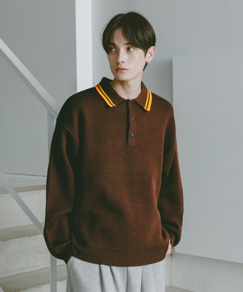 RAGEBLUE(レイジブルー)の「LINE DESIGN KNIT POLO / リラックスフィット/ラインニットポロ(ニット/セーター・メンズ・ブラック/ホワイト/ブラウン/ネイビー/ブルー系その他・MEDIUM/LARGE)」の21枚目の写真