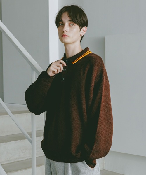 RAGEBLUE(レイジブルー)の「LINE DESIGN KNIT POLO / リラックスフィット/ラインニットポロ(ニット/セーター・メンズ・ブラック/ホワイト/ブラウン/ネイビー/ブルー系その他・MEDIUM/LARGE)」の22枚目の写真