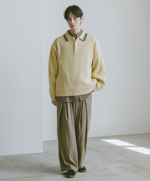 RAGEBLUE(レイジブルー)の「LINE DESIGN KNIT POLO / リラックスフィット/ラインニットポロ(ニット/セーター・メンズ・ブラック/ホワイト/ブラウン/ネイビー/ブルー系その他・MEDIUM/LARGE)」の6枚目の写真