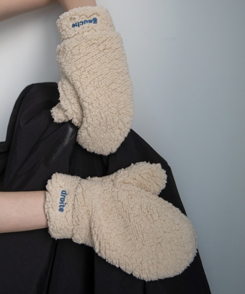 ロゴ刺繍ボア手袋/ミトン（手袋）｜VACANCY（ヴァカンシー）の