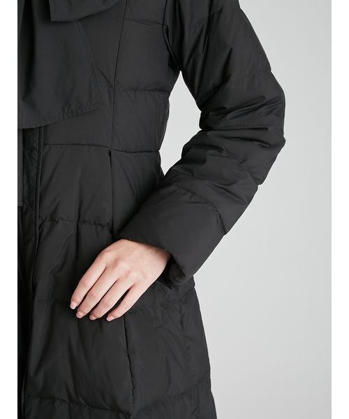 今季CELFORDセルフォード フードリボンロングダウンコート ブラック36新品 セルフォード CELFORD フードリボンロングダウンコート （BLK