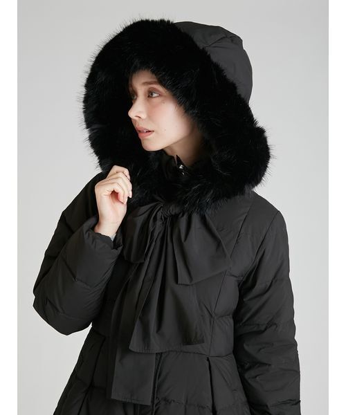 セール】フードリボンロングダウンコート（ダウンジャケット/コート