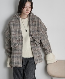 ストールセットウールライクチェックコート