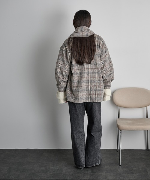 セール】ストールセットウールライクチェックコート（その他アウター