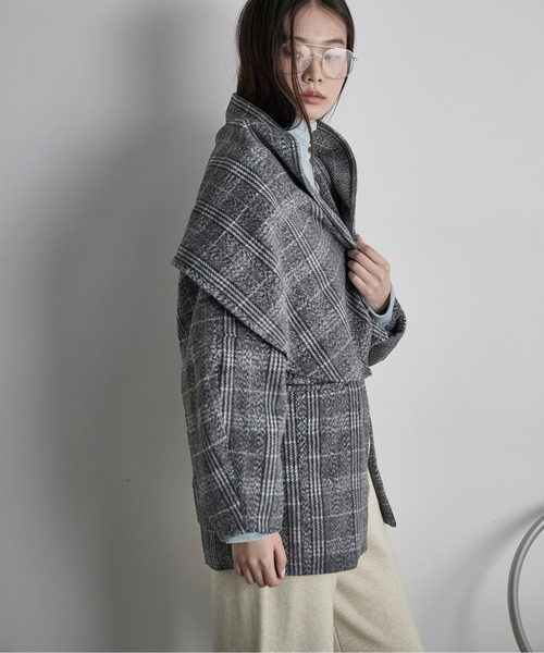 THE YOn（ザヨン）の「ストールセットウールライクチェックコート