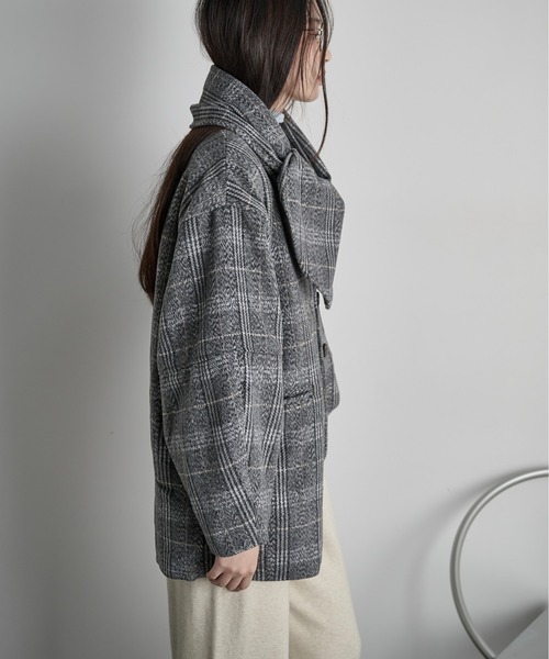 THE YOn（ザヨン）の「ストールセットウールライクチェックコート