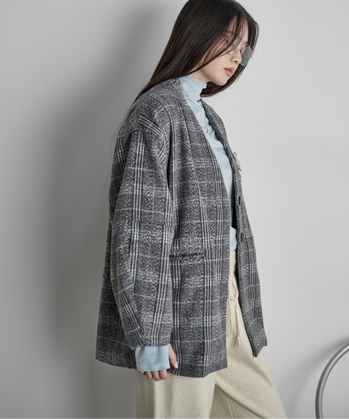 THE YOn（ザヨン）の「ストールセットウールライクチェックコート