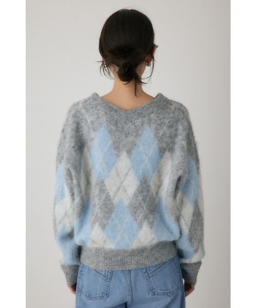crie conforto（クリーコンフォルト）の「ヘアリーアーガイルニット　長袖 / 冬服（ニット/セーター・レディース・カーキ/ブラウン/グレー・FREE）」の16枚目の写真