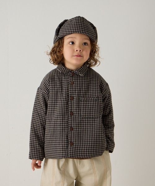 riziere(リジェール)の「チェック柄中綿ジャケット(その他アウター・キッズ・ブラック・90/100/110/120/130/140/150)」の1枚目の写真