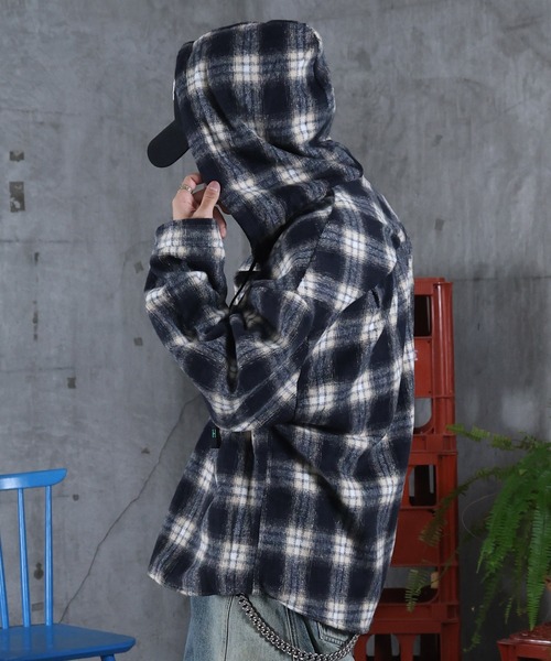 ILL'S（イルズ）の「AW オンブレチェックシャツ フーディ メンズ レディース ユニセックス 【ILL'S】（シャツ/ブラウス・メンズ・ブラック/ピンク/ホワイト・M/L）」の19枚目の写真