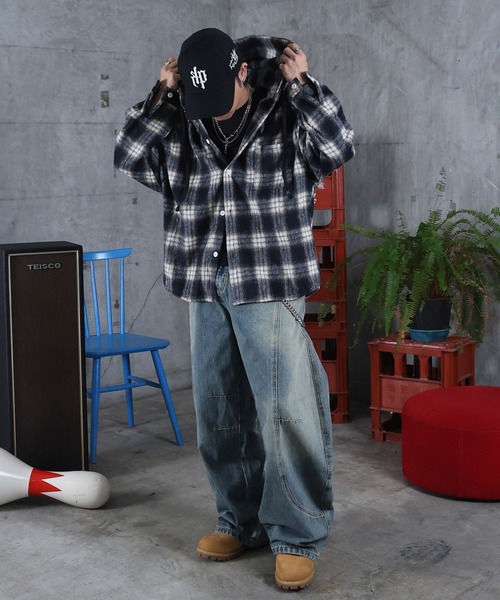 ILL'S（イルズ）の「AW オンブレチェックシャツ フーディ メンズ レディース ユニセックス 【ILL'S】（シャツ/ブラウス・メンズ・ブラック/ピンク/ホワイト・M/L）」の18枚目の写真