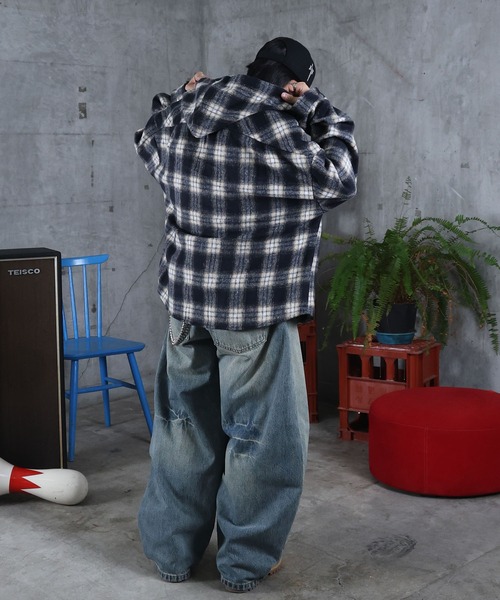 ILL'S（イルズ）の「AW オンブレチェックシャツ フーディ メンズ レディース ユニセックス 【ILL'S】（シャツ/ブラウス・メンズ・ブラック/ピンク/ホワイト・M/L）」の9枚目の写真